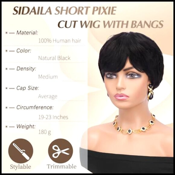 Human Hair Pixie Cut Wig Glueless Layered Straight Short Wig  display picture 2